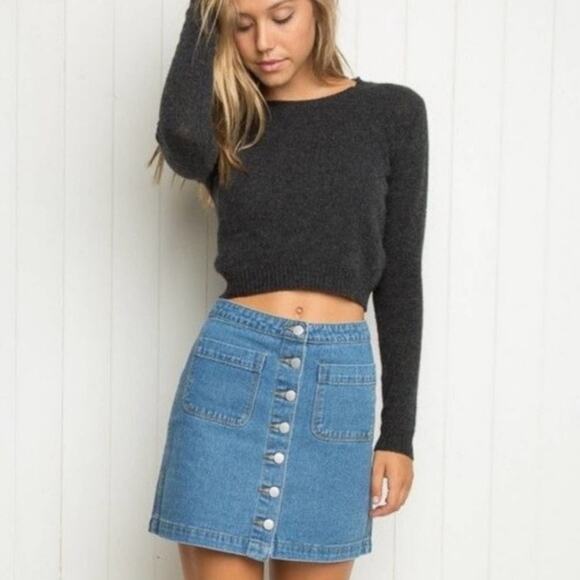 Brandy Melville Denim Jean Mini  Skirt one size - Picture 1 of 8